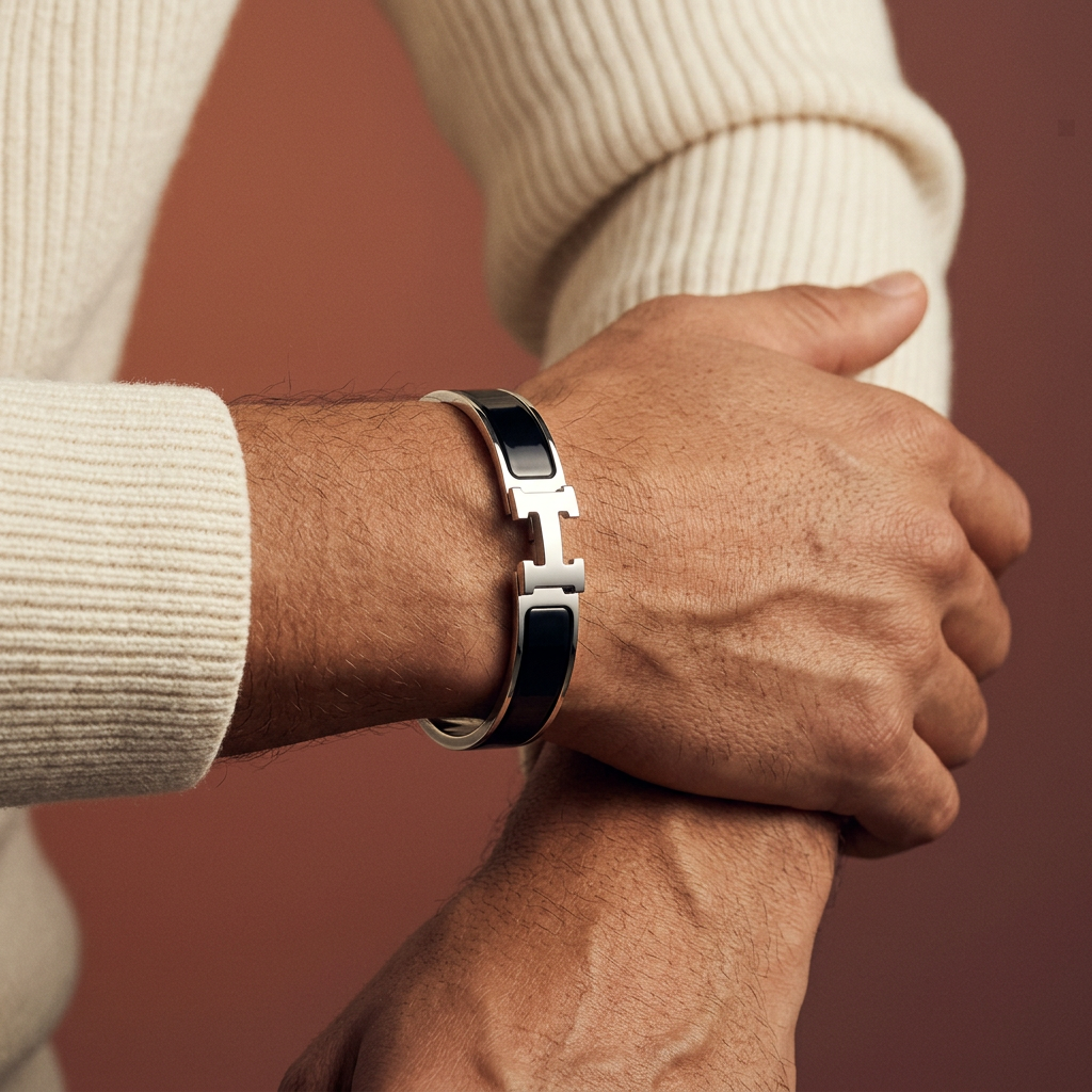Signature H-Clasp Bangle – Minimalist & Secure Lock